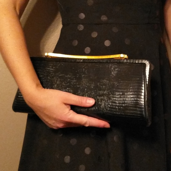 1950\'s 1960\'s BLACK CLUTCH PURSE vintage purse